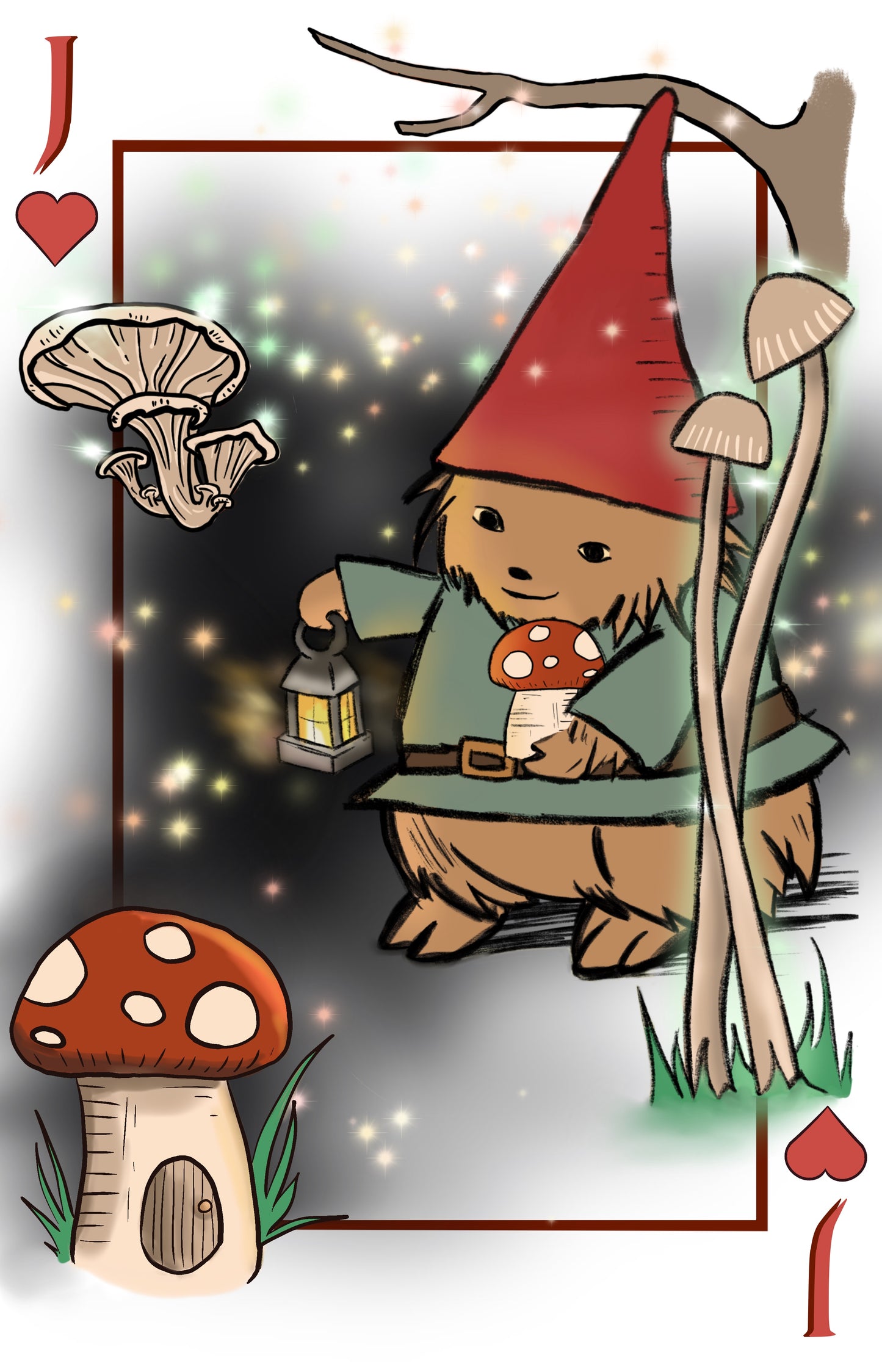 Mushroom hunting fantasy themed playing cards