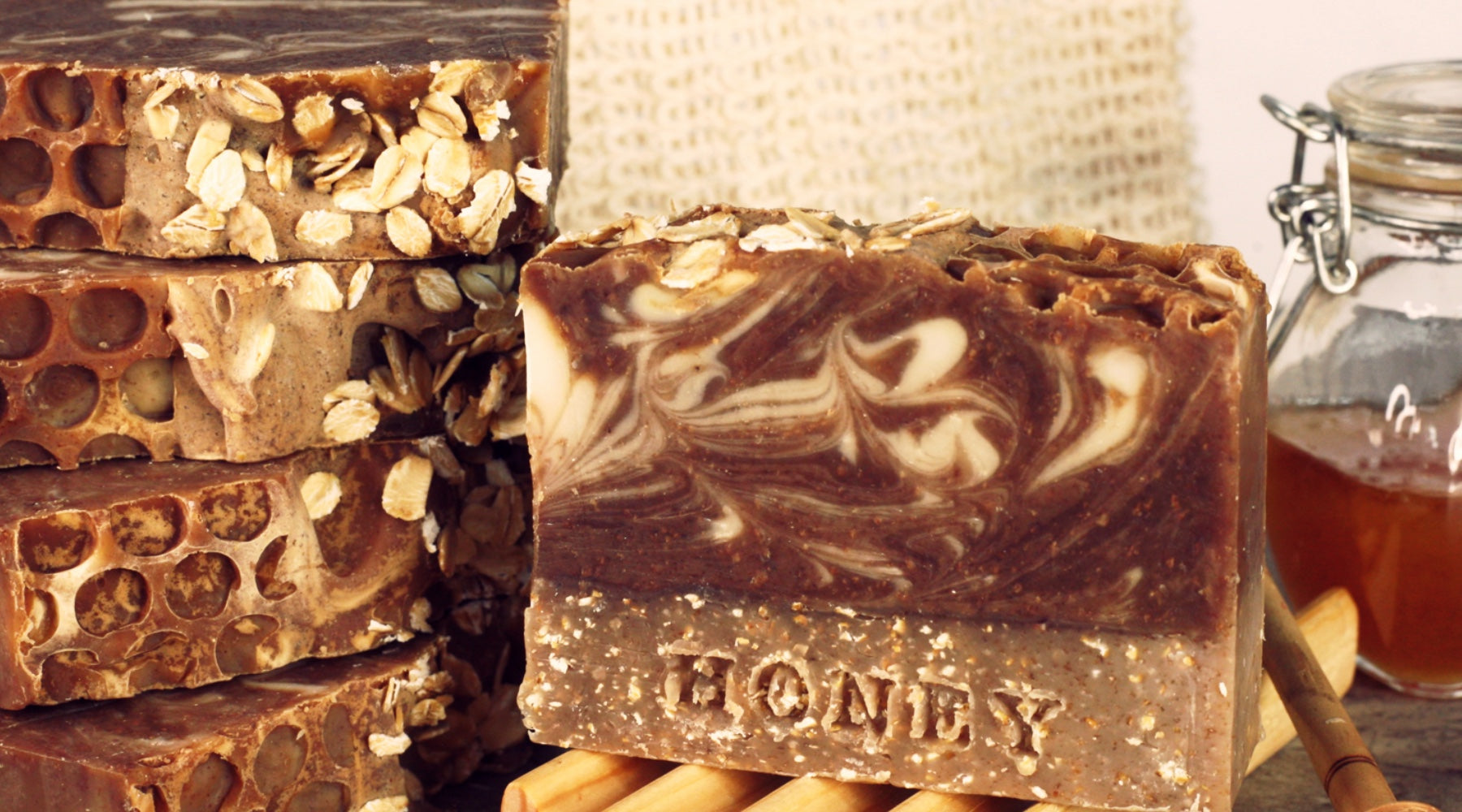 Beautiful handmade soap. This honey oatmeal bar soap smells amazing.