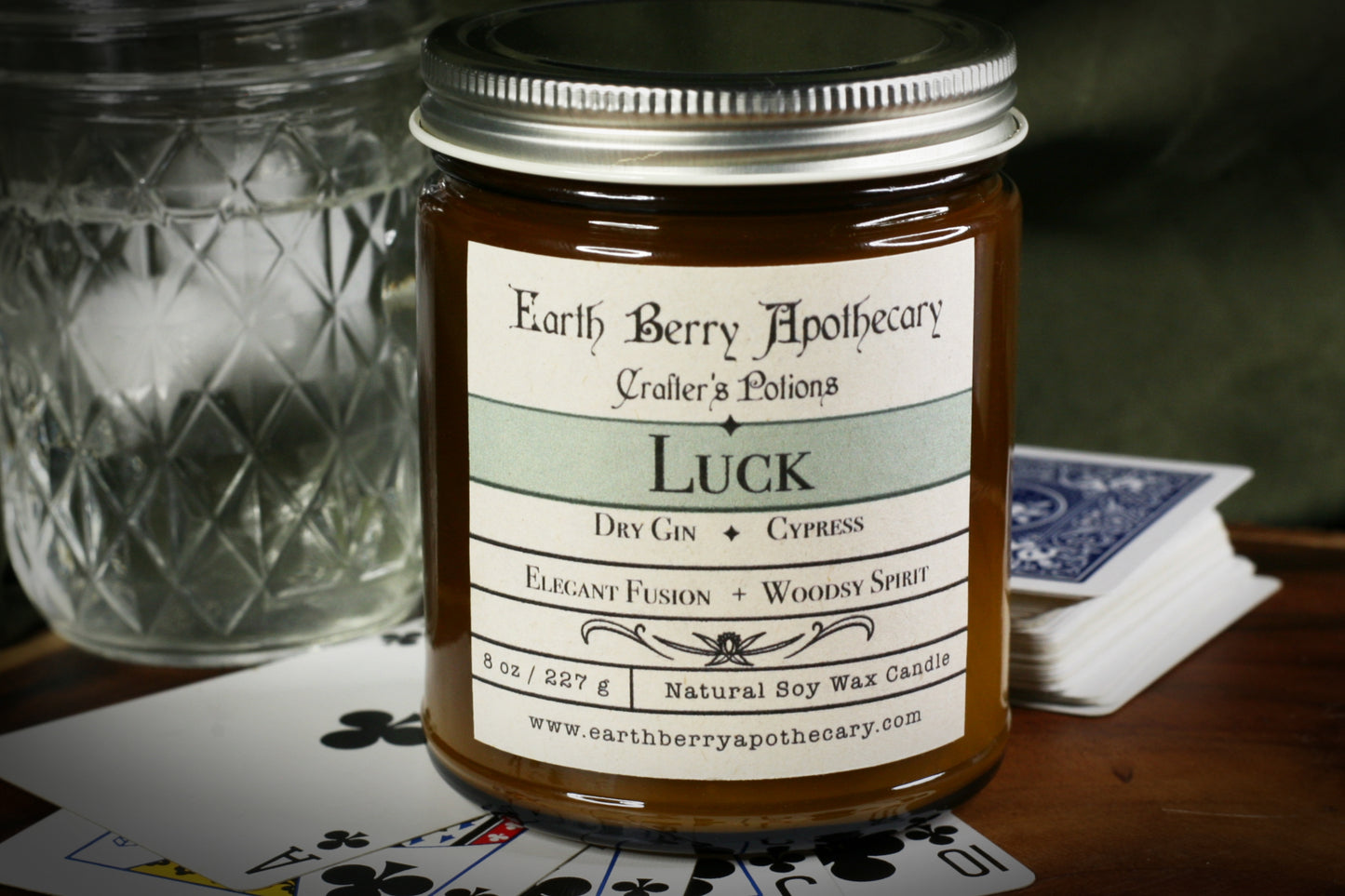 Luck potion. Nontoxic soy candle with Dry gin and cypress