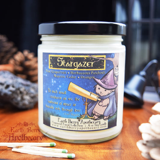 Grapefruit patchouli scented fantasy nature candle called stargazer