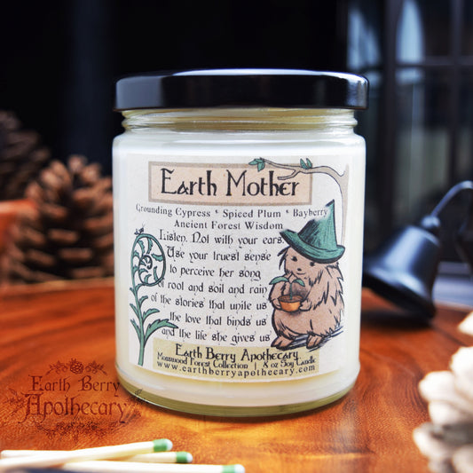 Cypress and bayberry candle with fantasy nature theme