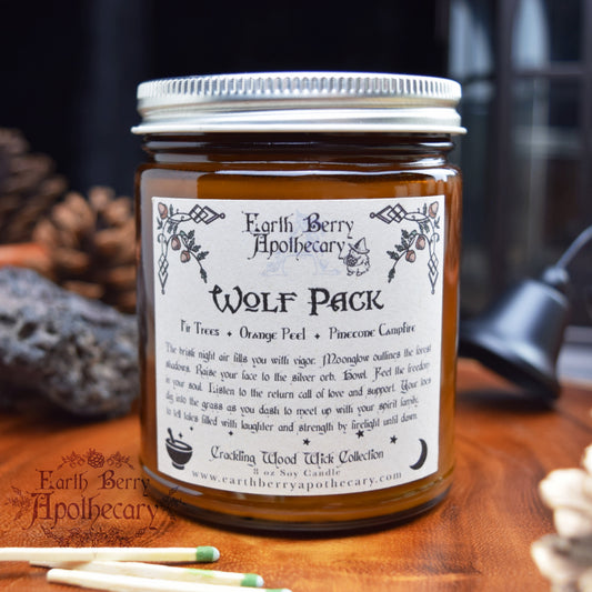 Orange citrus and woodsmoke scented crackling wood wick candle