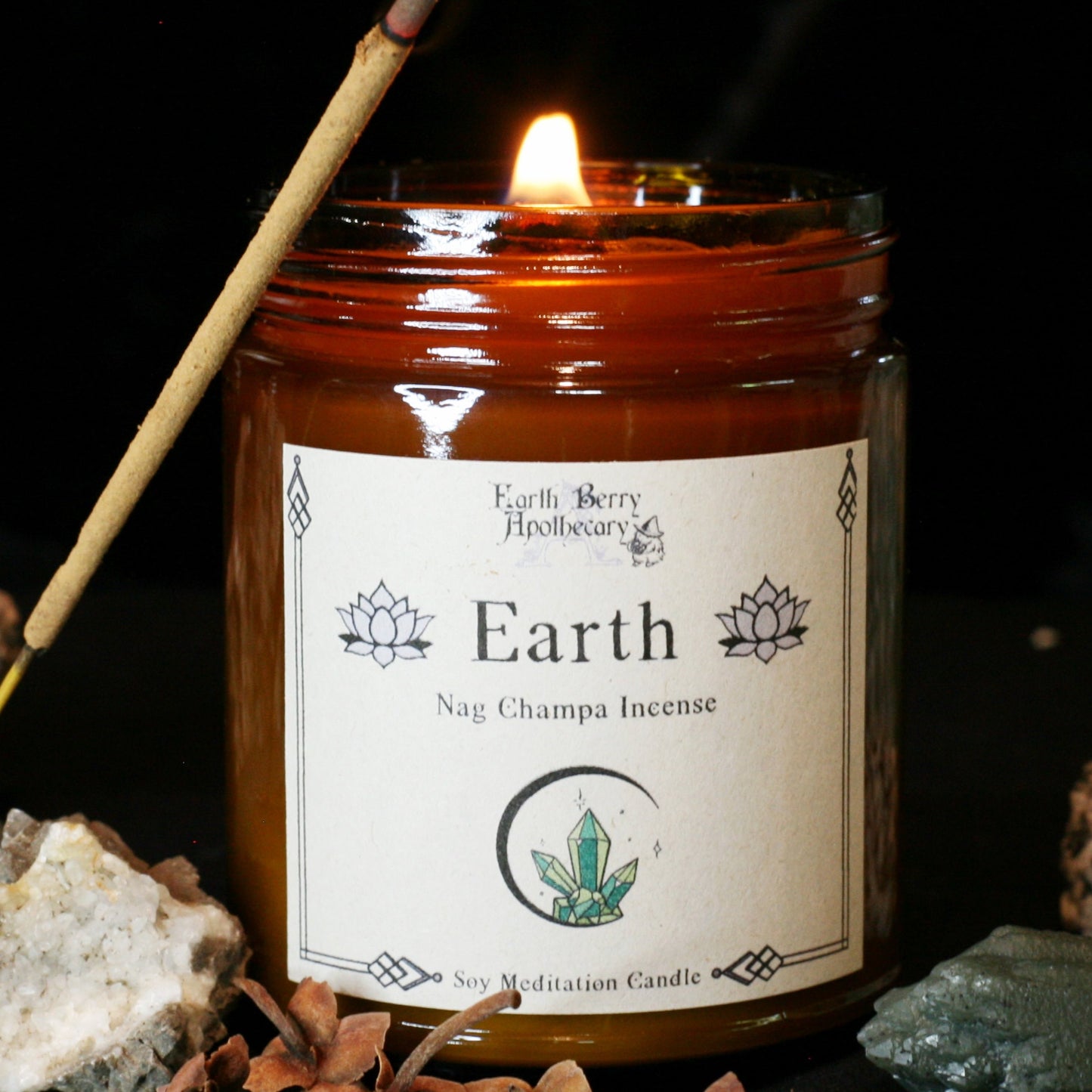 Nag Champa scented candle. Earth candle.
