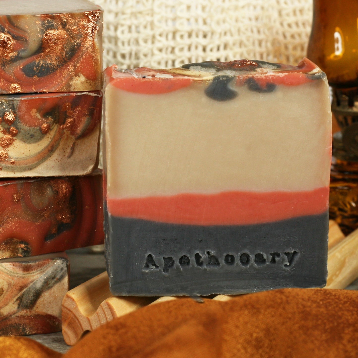 Cute black and red handmade soap with vanilla cashmere scent