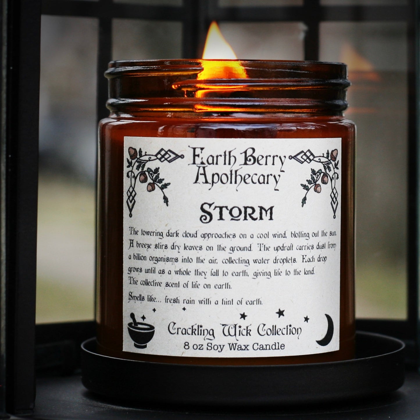 Thunderstorm scented petrichor crackling wood wick candle