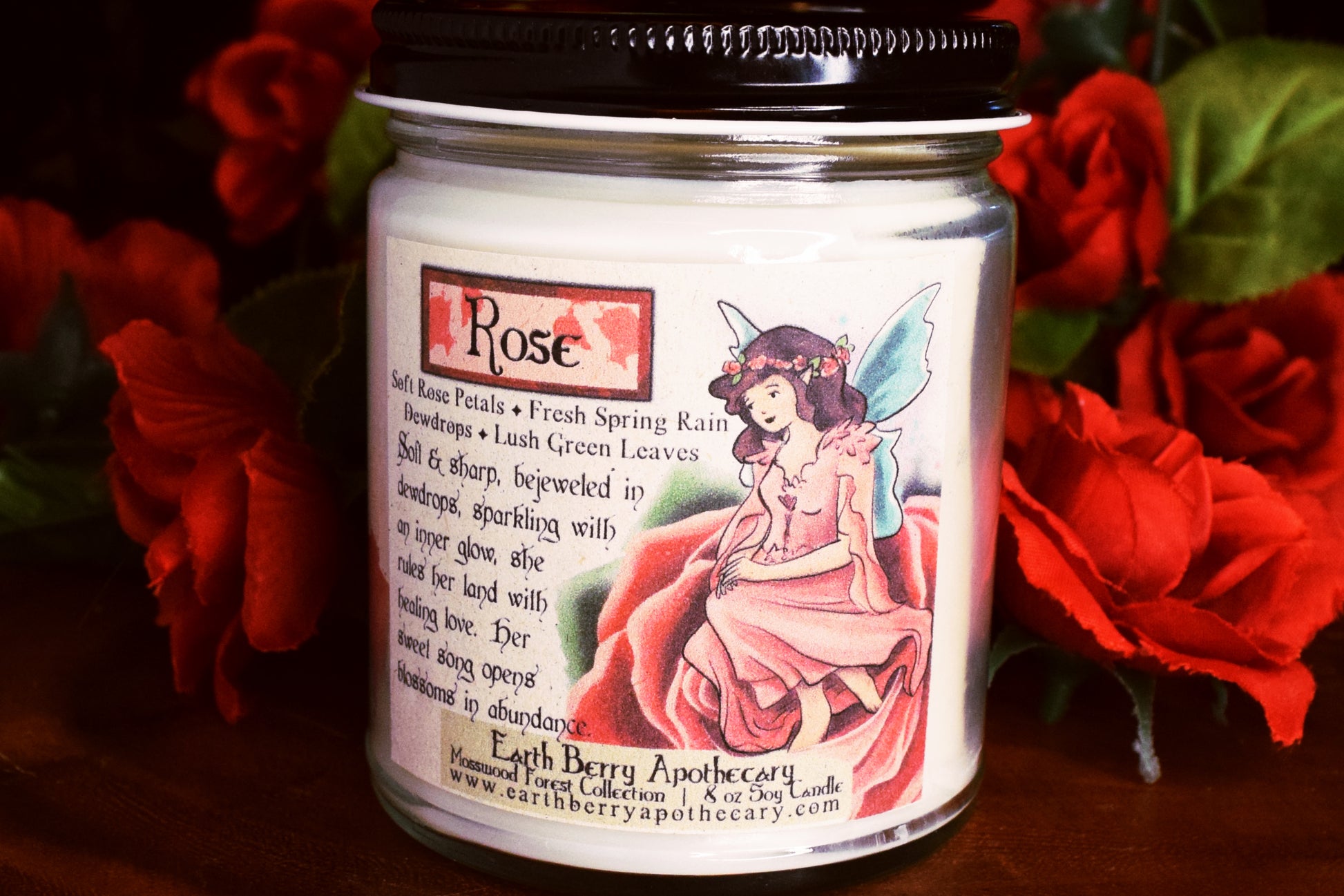 Rose scented flower fairy soy candle