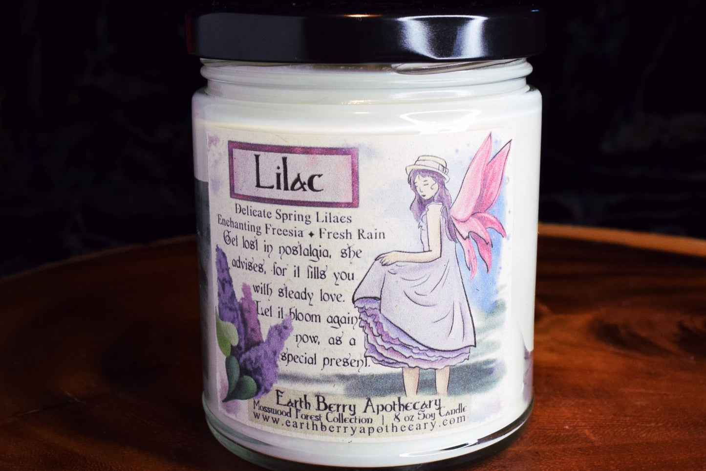 Lilac scented flower fairy soy candle