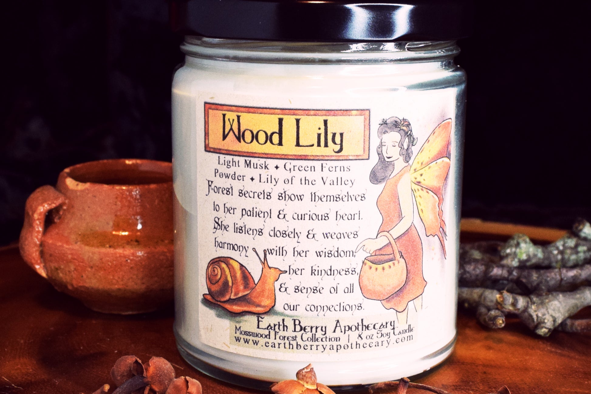 Wood lily of the valley scented flower fairy soy candle