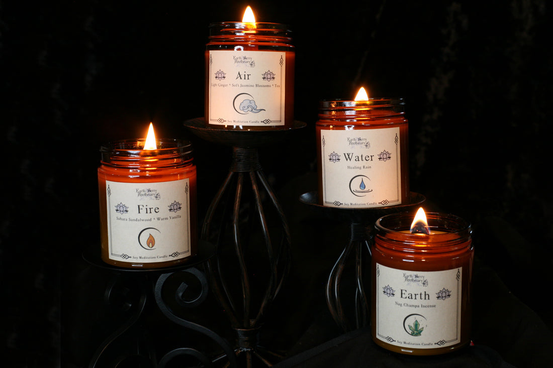 Earth water fire air element unique scented soy candles