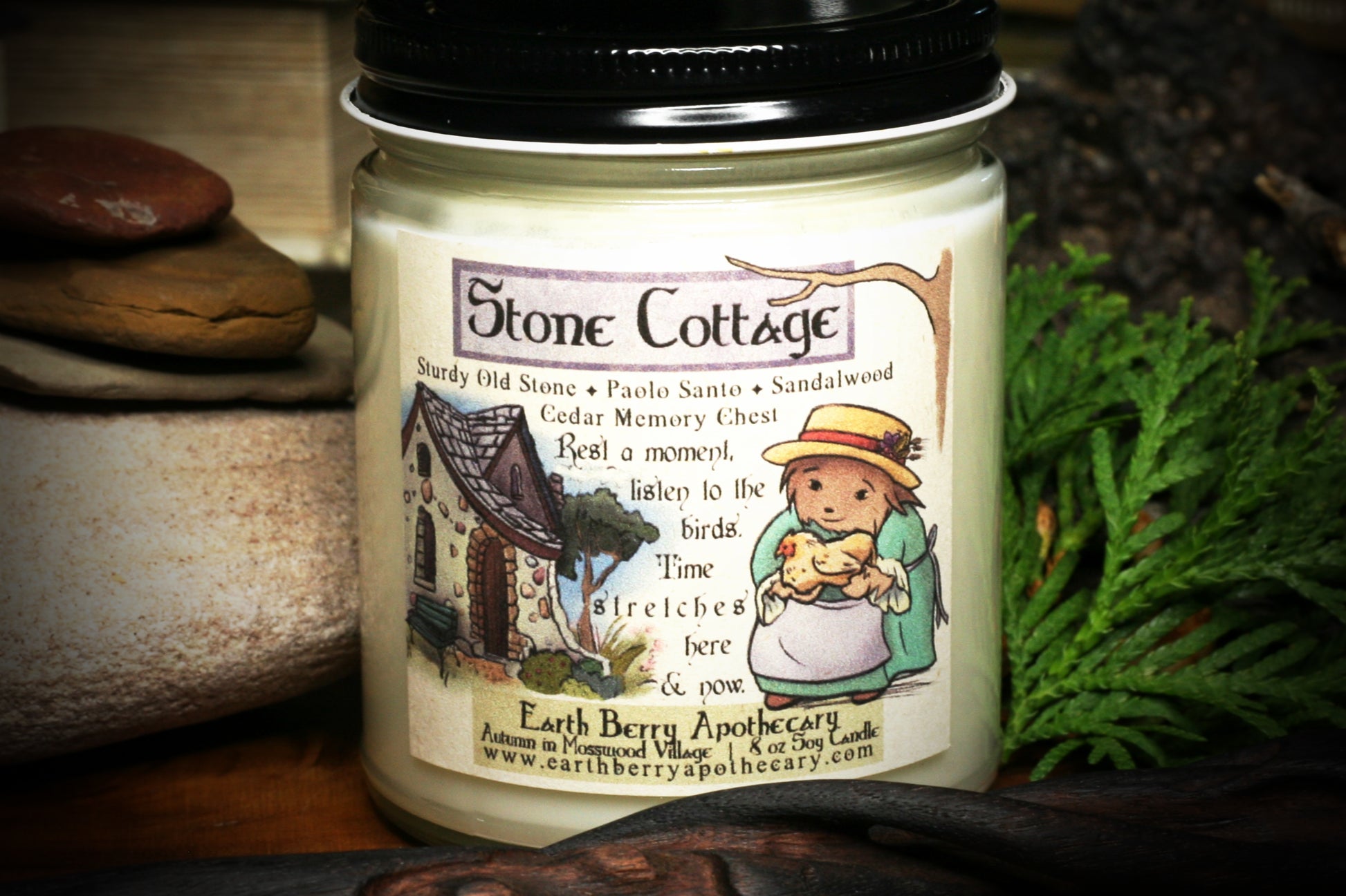 stone cottage paolo sant and cedar scented cottagecore soy candle