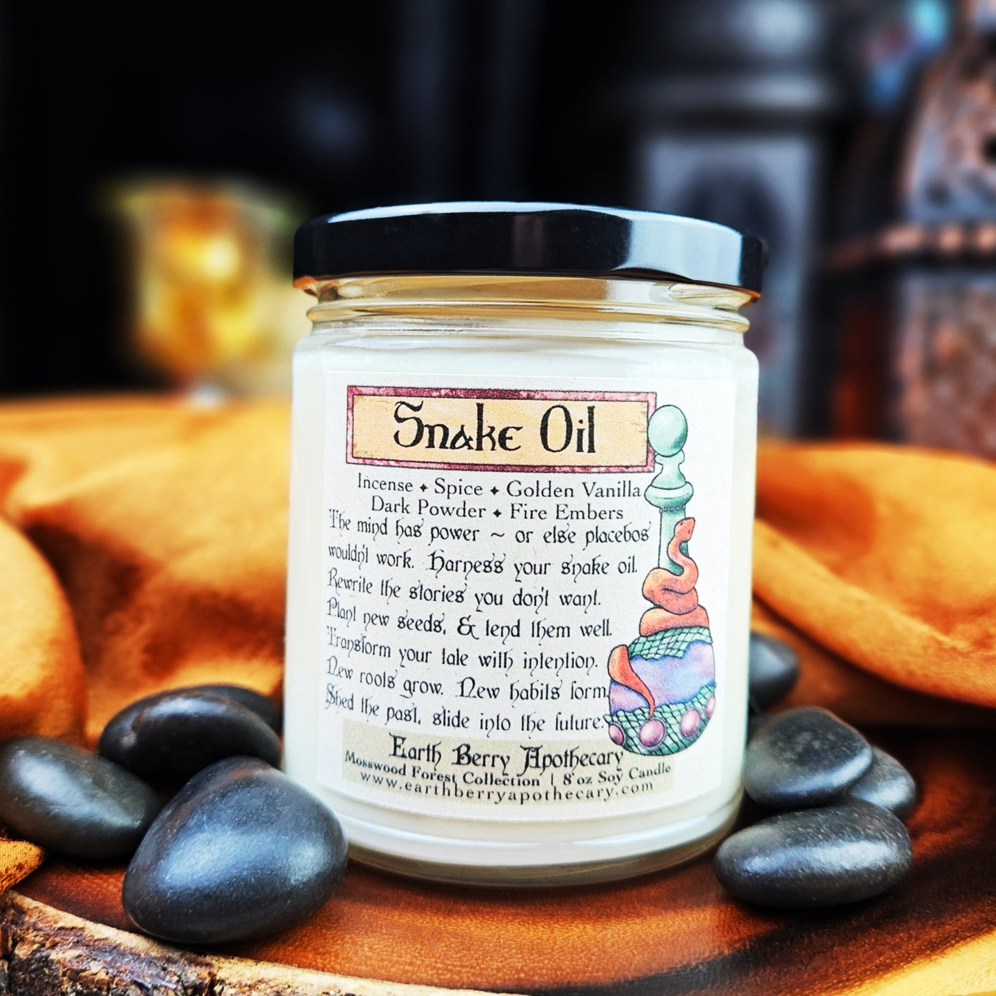 Sandalwood & Golden Vanilla Soy Candle ✦ Snake Oil