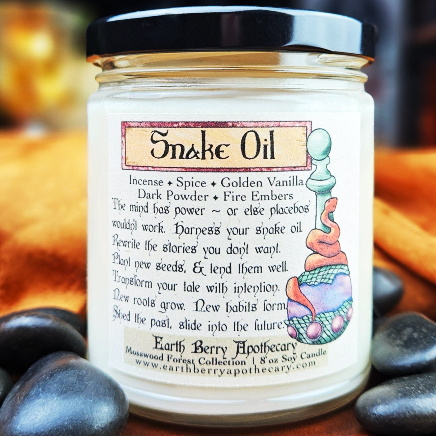 Sandalwood & Golden Vanilla Soy Candle ✦ Snake Oil