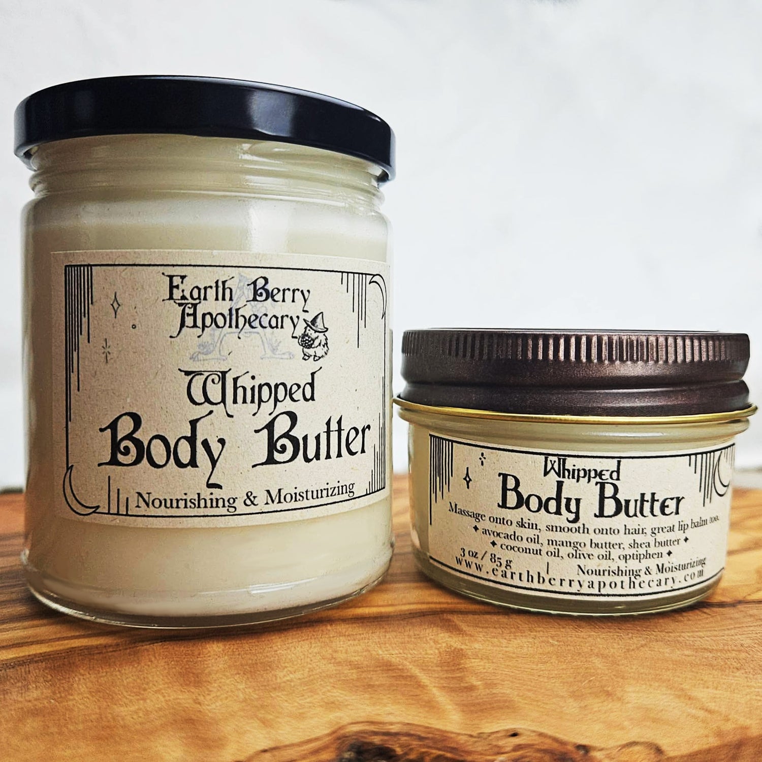 Scented body butter and lip balm by earth berry apothecary