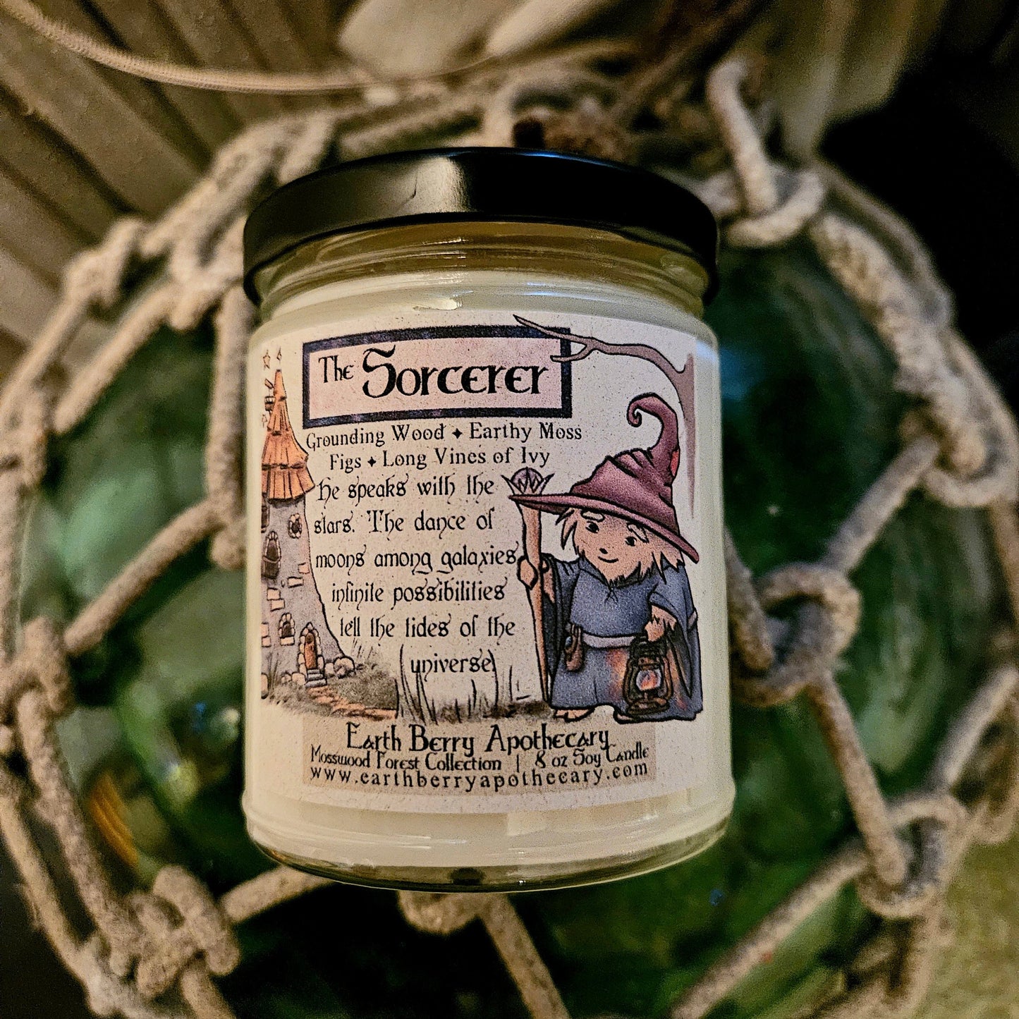 The sorcerer fantasy themed candles with fresh ocean scent