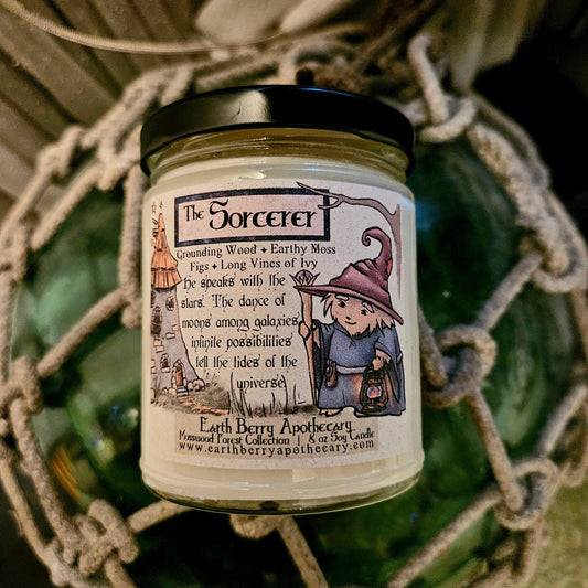 The sorcerer fantasy themed candles with fresh ocean scent