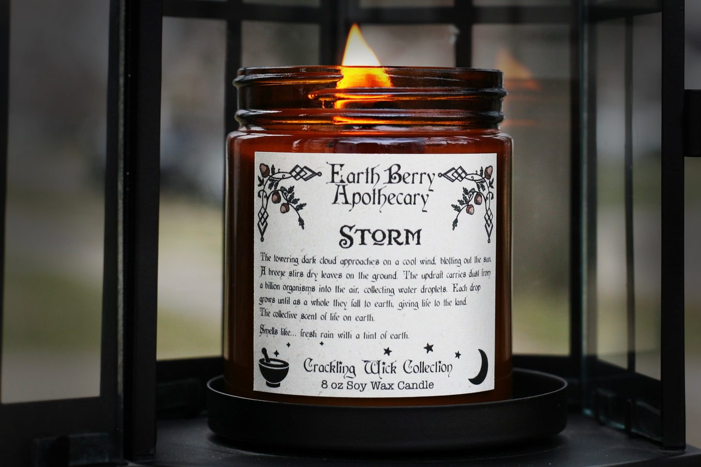 Storm Crackling Wood Wick Soy Candle by Earth Berry Apothecary