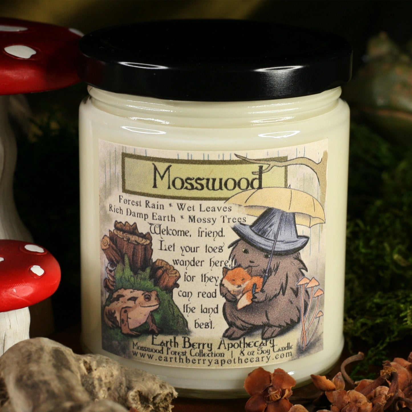 Earth, moss, and rain scented candle. Mosswood candle.